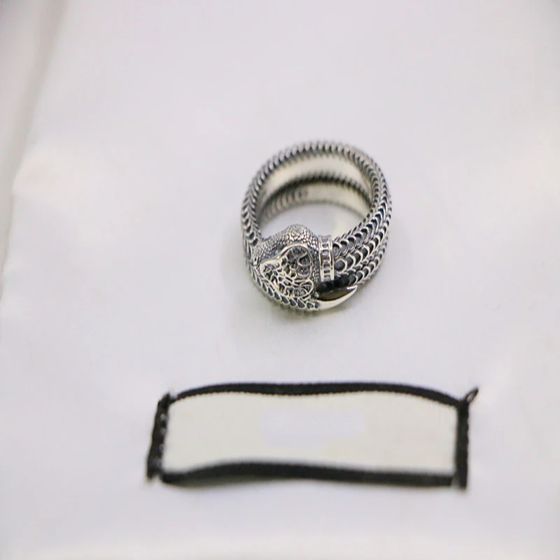 Superba stil retro Trei-dimensional regele șarpe dungă ring S925 argint Bijuterii Originale de Înaltă calitate, Logo-ul cadou 1