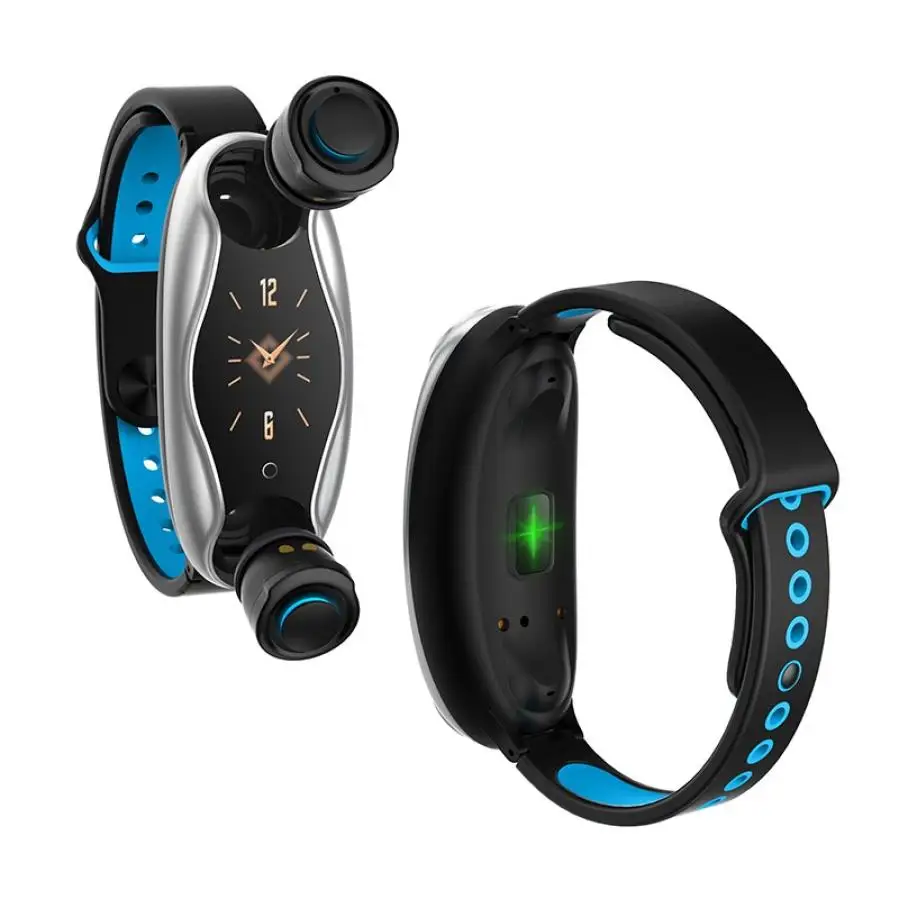 T90 Fitness Bratara Bluetooth 5.0 cu Wireless Căști IP67 rezistent la apa Siri WhatsApp Sport Smart Watch pentru IOS, Android Telefon 1