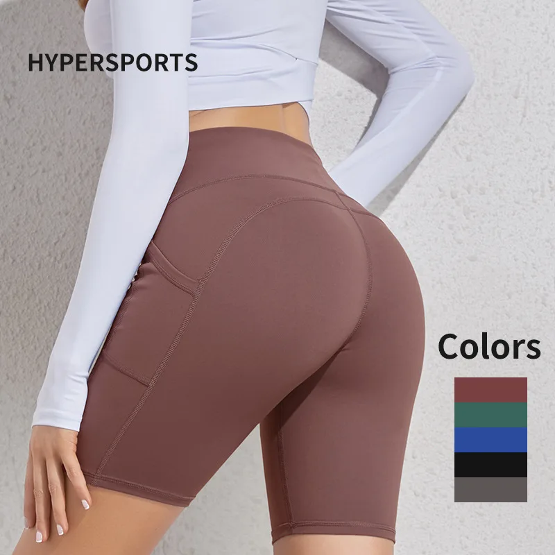 Talie Mare Fără Sudură Pantaloni Scurți Femei De Mari Dimensiuni Femei De Fitness, Pantaloni Scurți De Sport Cu Buzunar Yoga Pantaloni Scurți 1