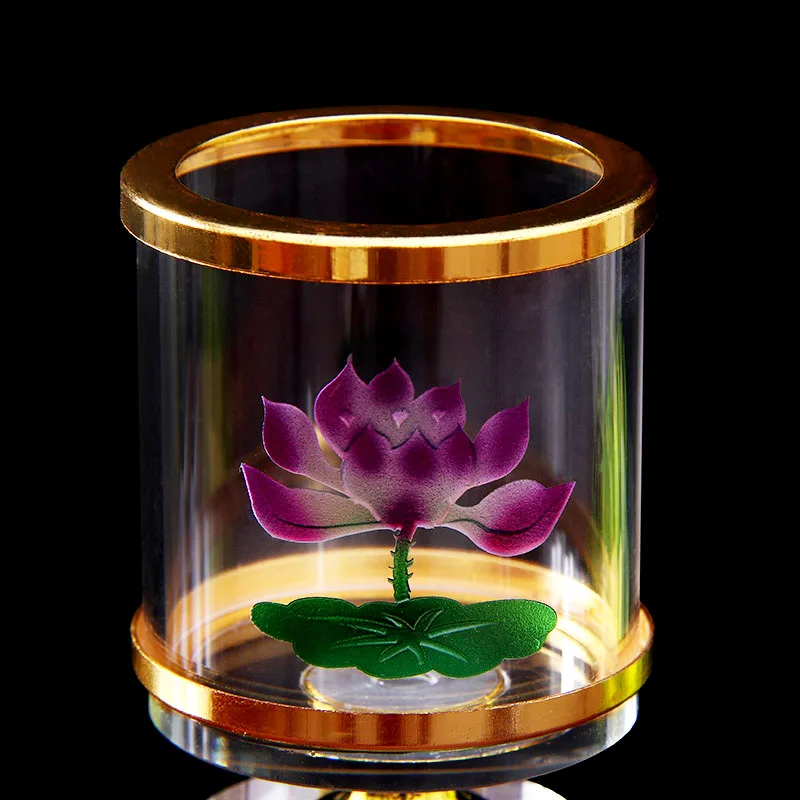 Traditonal Chineză Lotus de Cristal Lampă pentru Decor Acasă Buddha Șapte Stele Sfeșnic Activitate Religioasă Suport Lumanare 1