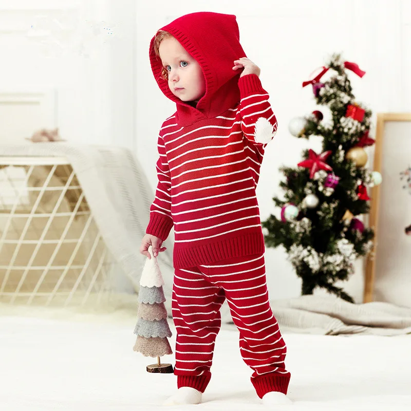 Tricotat Pentru Copii Set Toamna Iarna Nou-Născuți Sugari Copii Băieți Fete Costum Hanorac Jumper Set Tricou+Pantaloni De Bumbac Pentru Copii Tricotaje 1