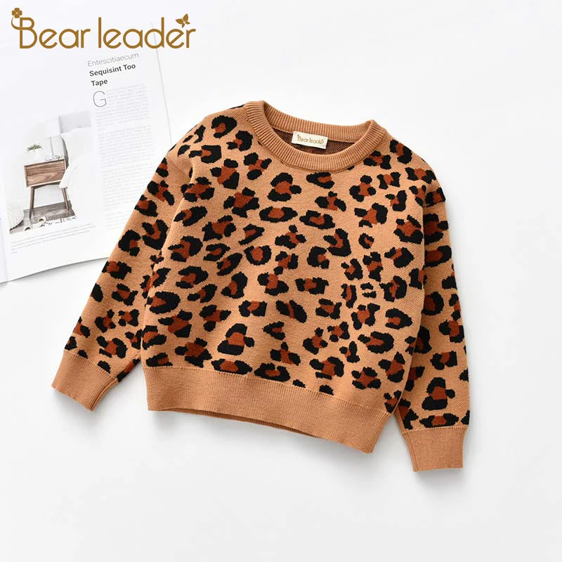 Ursul Lider Fete pentru Copii Pulovere de Moda Noua Copii Leopard de Imprimare Fata Haine Băiat Copil Fata Costume 2-7T Fete pentru Copii Îmbrăcăminte exterioară 1