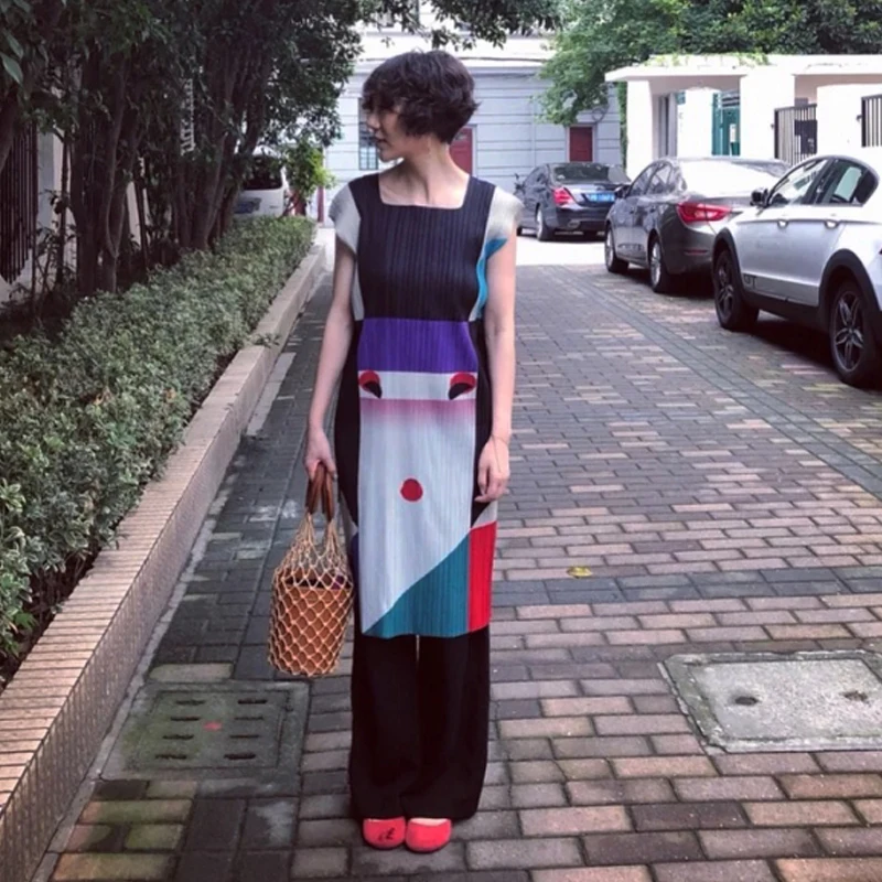 Vara Miyak cutat rochie de femei Europene stația de high-end de mari dimensiuni de imprimare de moda geisha cu mânecă scurtă rochie subțire valul DR. 1