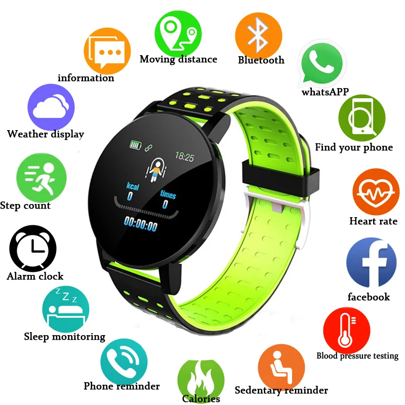 119Plus Bluetooth Ceas Inteligent Bărbați Tensiunii Arteriale Smartwatch Femei Watch Sport Tracker WhatsApp Pentru Android Ios PK B57 116 D13 M4 2