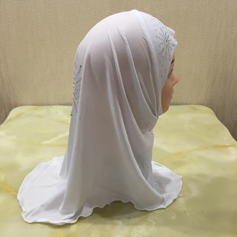 2-7 Ani Fete Vechi Cristal De Cânepă Fata Vălului Musulman Hijabs Capace Frumoase Diamante De Floarea-Soarelui Instant Hijabs Pentru Fata 2