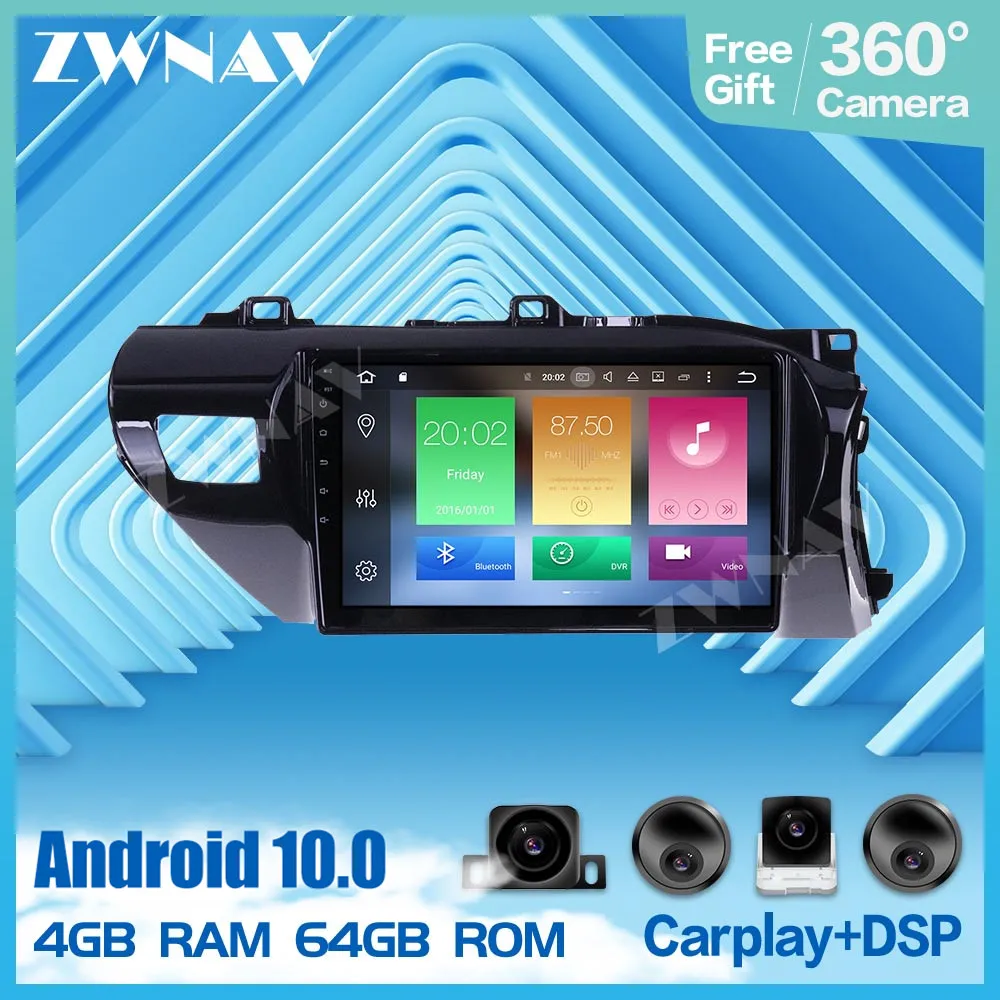 2 din touch screen Android 10.0 Mașină player Multimedia Pentru Toyota Hilux RHD-2020 video audio stereo radio navi GPS unitatea de cap 2