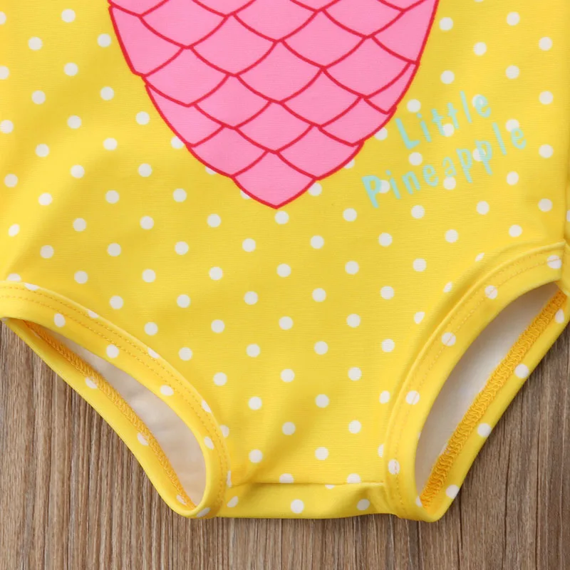 2018 Nou-născut Copilul Fete Baby Ananas Imprimare de Costume de baie Galben fără Mâneci O-Neck Bumbac costume de Baie Costum de Baie Costum de 6M-4Y 2