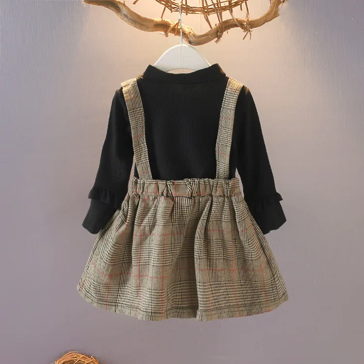 2019 Moda Tricotate Copilul Fete De Iarnă Rochie Carouri Maneca Lunga Haină De Costum Printesa Pentru Fete Costume Copii Rochie De Printesa 2