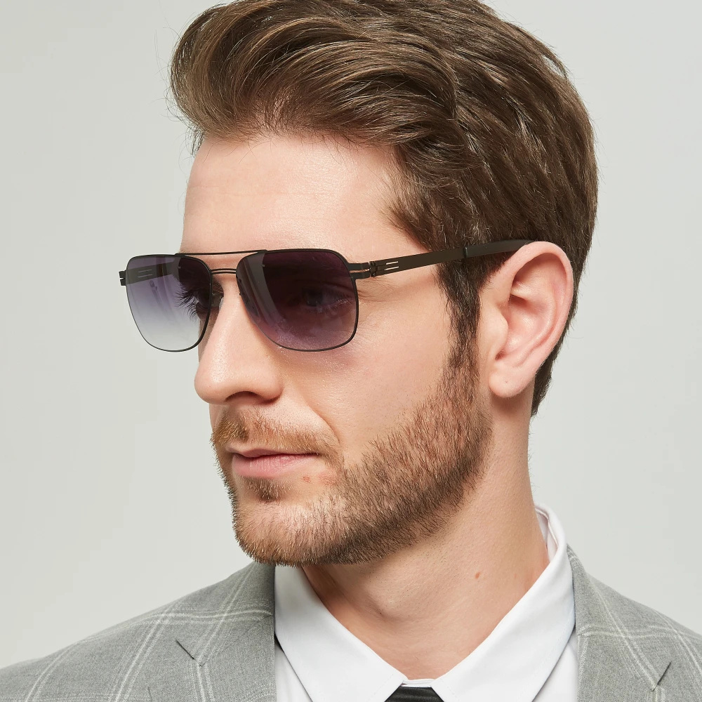2020 Berin Design de Brand de Înaltă Calitate ochelari de Soare Barbati Șurub-mai puțin Ușoare Suqare Sticlă Soare UV Protetion Acoperire Lentile Gradient 2
