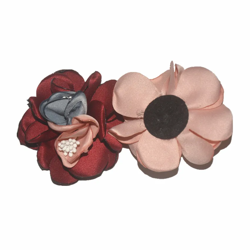 25 buc/lot ,6cm pârlit de satin, flori de contrast culoare de bază pentru pălării banda de susținere accesorii de îmbrăcăminte copil de flori 2