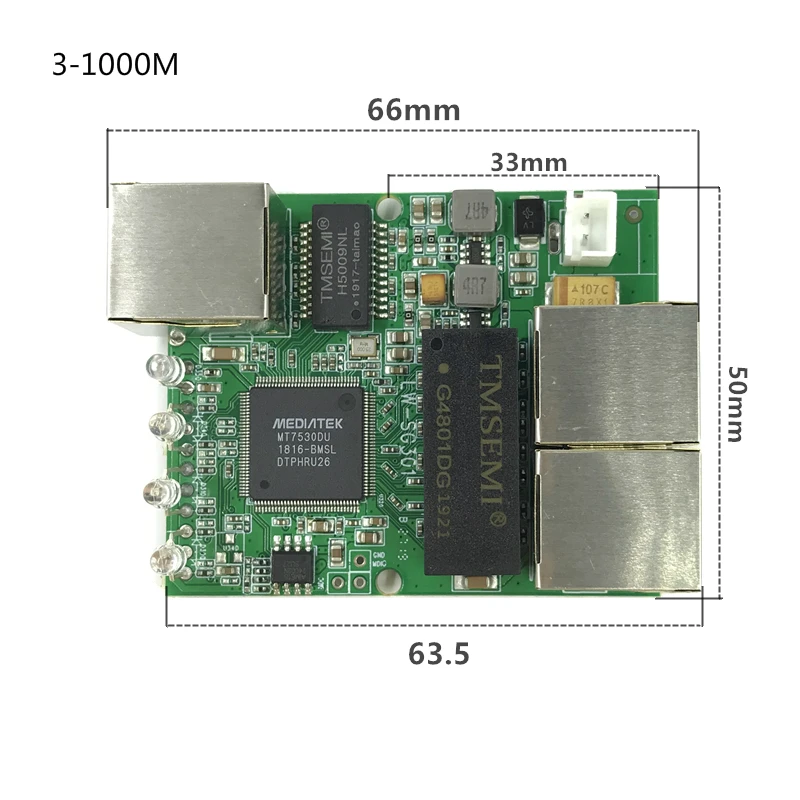 3/4port switch Gigabit module este PCBA bord 3/4port 10/100/1000m de contact port mini switch module din 5 pin cablu 2