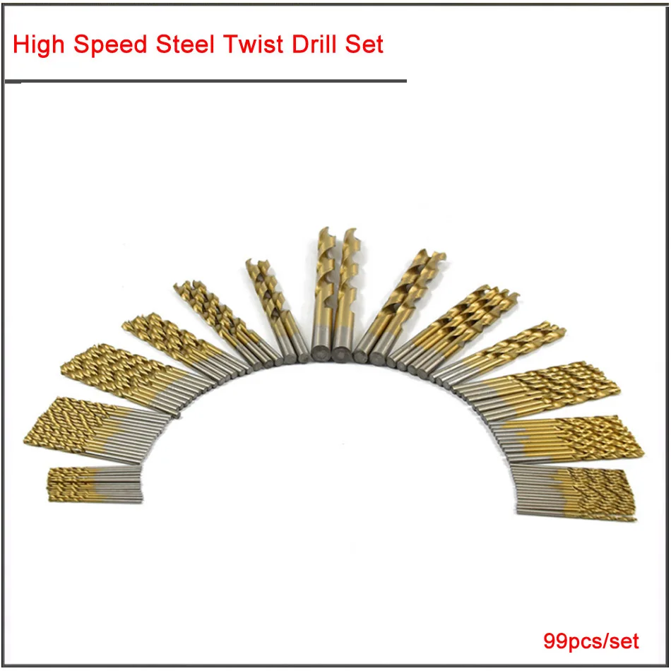 50pcs/set 1.0-3.0 mm 99Pcs/set 1.5-10mm de Mare viteză din oțel titan placat cu burghiu set,HSS Direct shank twist drill 2