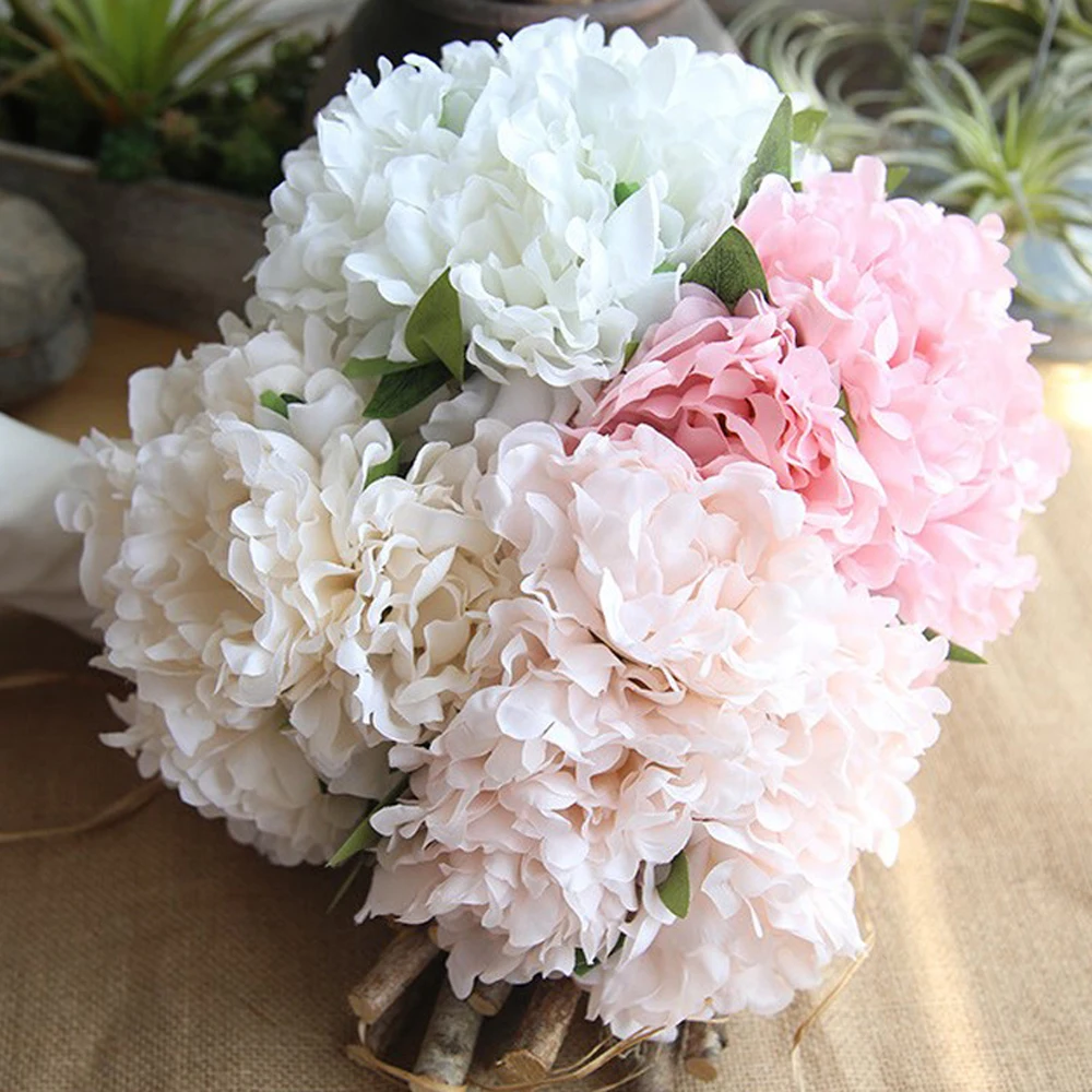 5pcs Artificiale Flori de Bujori de Mătase Floare Hortensie 5pcs/buchet de Mireasa Buchet De Nunta Petrecere Acasă Decorative, Flori False 2