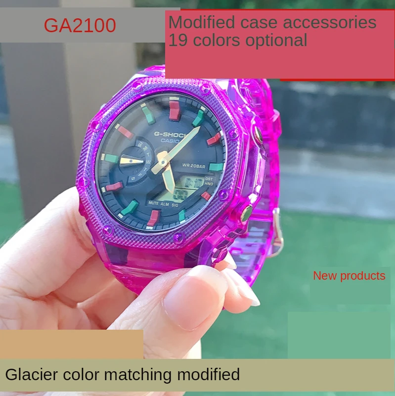 5rd Rasina de Silicon Ceas Ga2100 Bezel Modificat Transparent cu Cauciuc Caz GA2100 Înlocuire Watchbands Curea Trupa 2