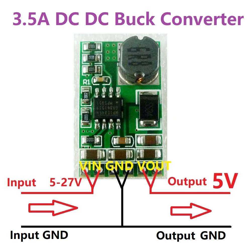 5x 3.5-O mini-dimensiune Mare Putere 6V 9V 12V 15V 24V la 5V DC-DC Step-Down Buck Converter Module 2