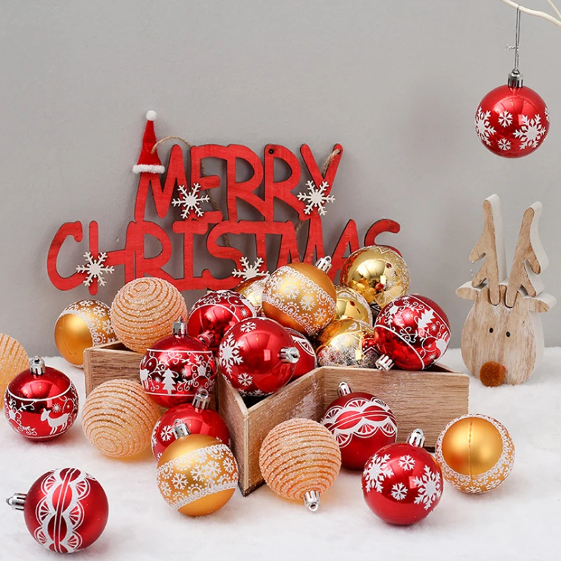 6cm30pc fierbinte de Crăciun, bile de crăciun, decoratiuni pentru casa roșu Pictat pomul de Crăciun Pandantiv adornos de navidad natal decoração 2