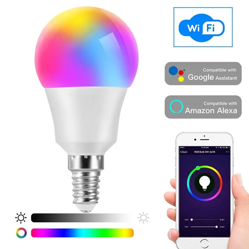 6W WiFi Inteligent Bec RGB Magie Albă LamDimmable LED E14 WiFi Becuri Compatibil Cu Amazon Alexa Google Acasa Smartphone 2