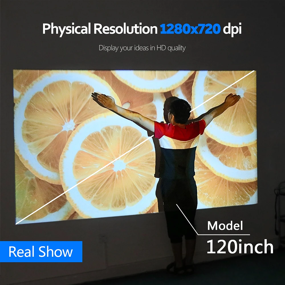 AUN MINI Proiector D60, 2800 Lumeni 1280x720P, CONDUS Proyector pentru 1080P Home Cinema, Opțional D60S WIFI Android 3D Video Beamer. 2