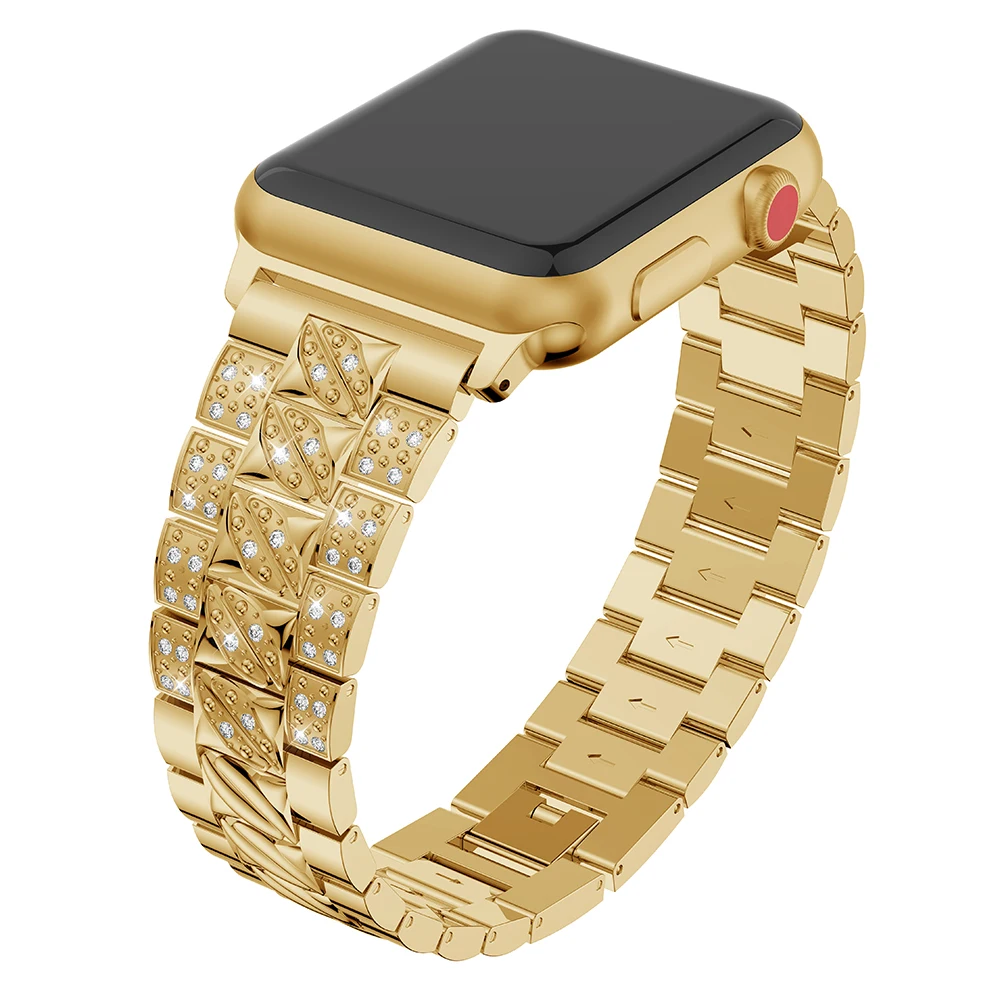 Aur/Negru Diamant Oțel Curea pentru Apple Watch Band 44/40MM 38/42MM Fete/Femei Bratara Fashion pentru iWatch Serie SE 6 5 4 3 2 2