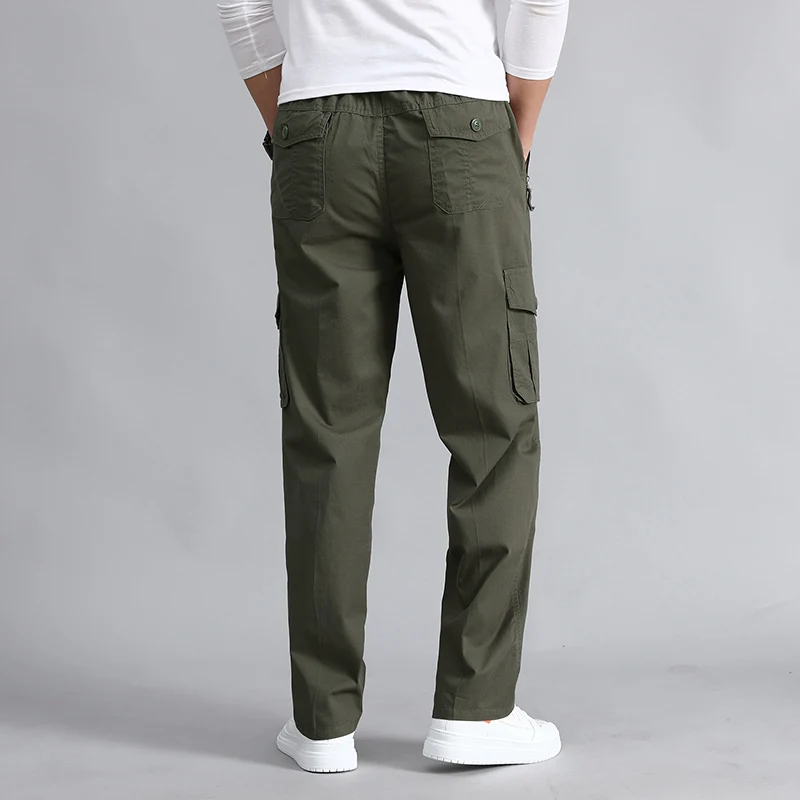 Barbati Casual Pantaloni din Bumbac Elastic Talie Mult Len Multi-pocket Plus Înalt 5XL Îmbrăcăminte pentru Bărbați de Mari Dimensiuni de Marfă Sportive Pantaloni 2