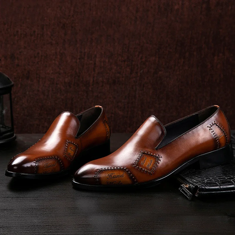 Barbati din piele pantofi de afaceri costum rochie pantofi barbati de brand Bullock piele naturala negru slipon de nunta mens pantofi Phenkang 2020 2