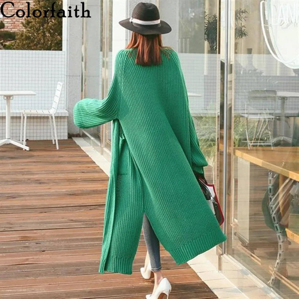 Colorfaith Noi 2021 Iarnă Primăvară Pulovere pentru Femei coreeană Stil Minimalist Solid mai Multe Culori Casual Cardigane Lungi SW8528 2