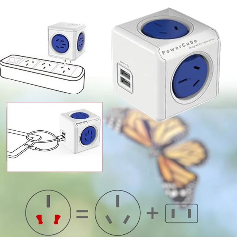 Crearea Putere Cub de Priza Dual USB Porturi Adaptor Extensibil Multifunctional NE-AU Plug Încărcător de Perete pentru Casa de Încărcare 2A 2