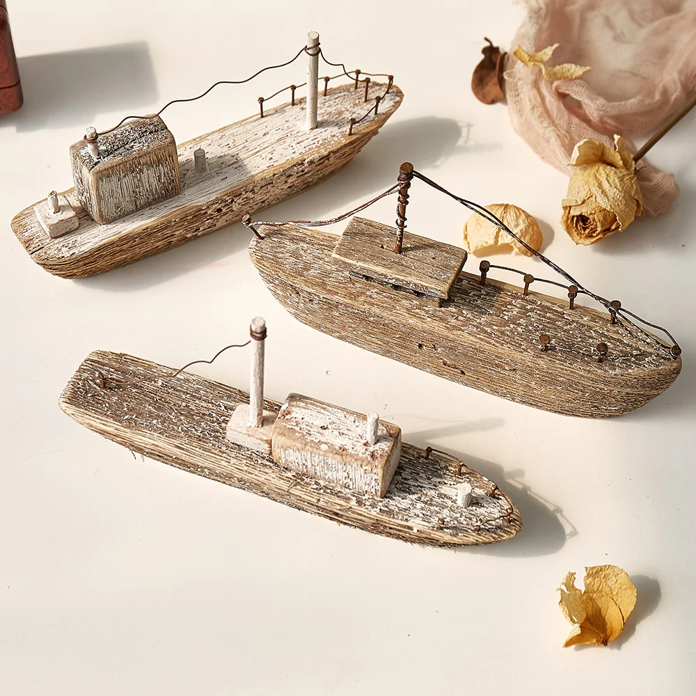 Creative Vas De Lemn Model Modern Decor Acasă Fier Retro Barcă Cu Pânze Figurine Birou Decorative Ziua De Nastere Cadouri De Craciun 2