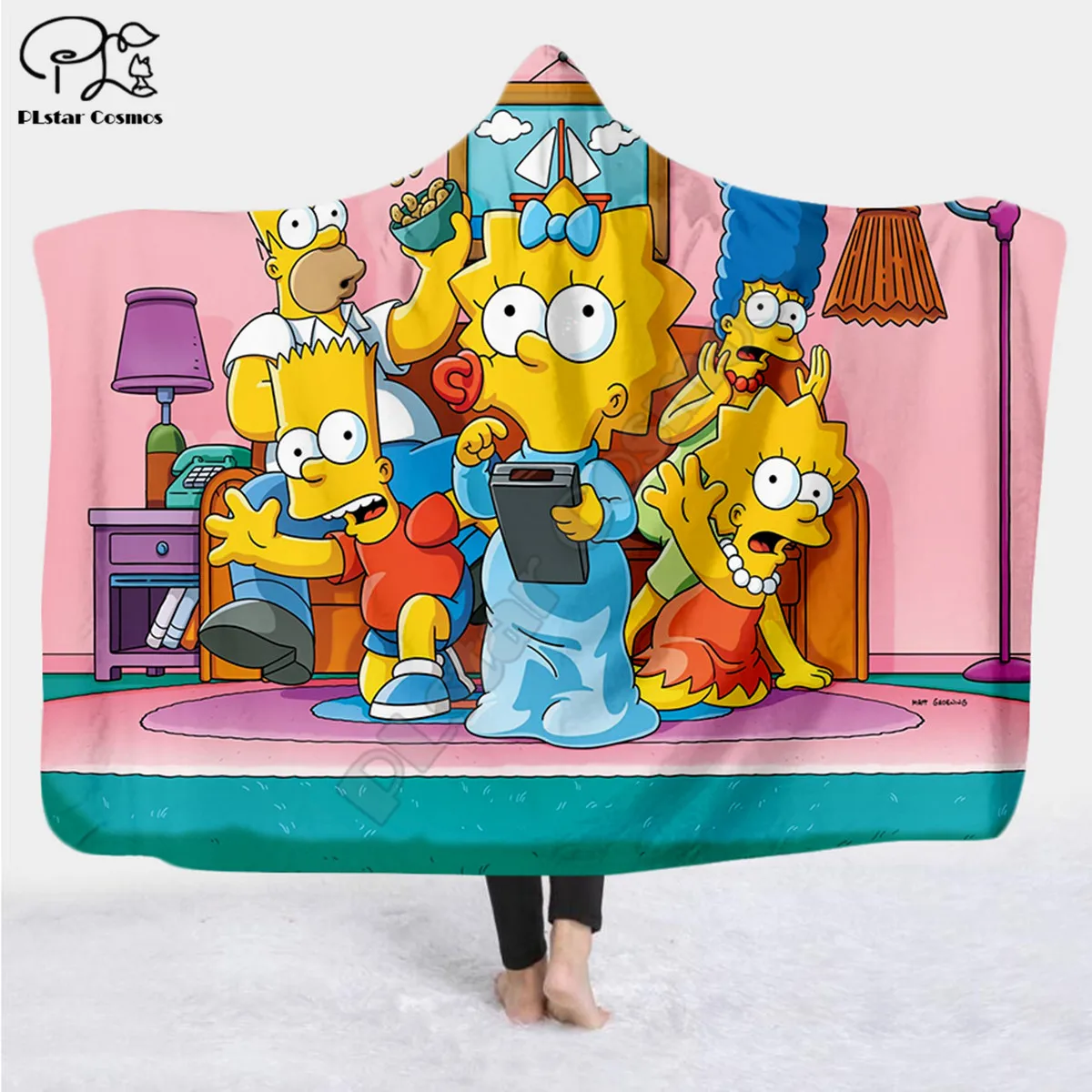 Desene animate The Simpsons model cu Gluga Pătură Adult copil de colorat Sherpa Fleece Portabil Pătură Microfibră lenjerie de Pat stil-4 2