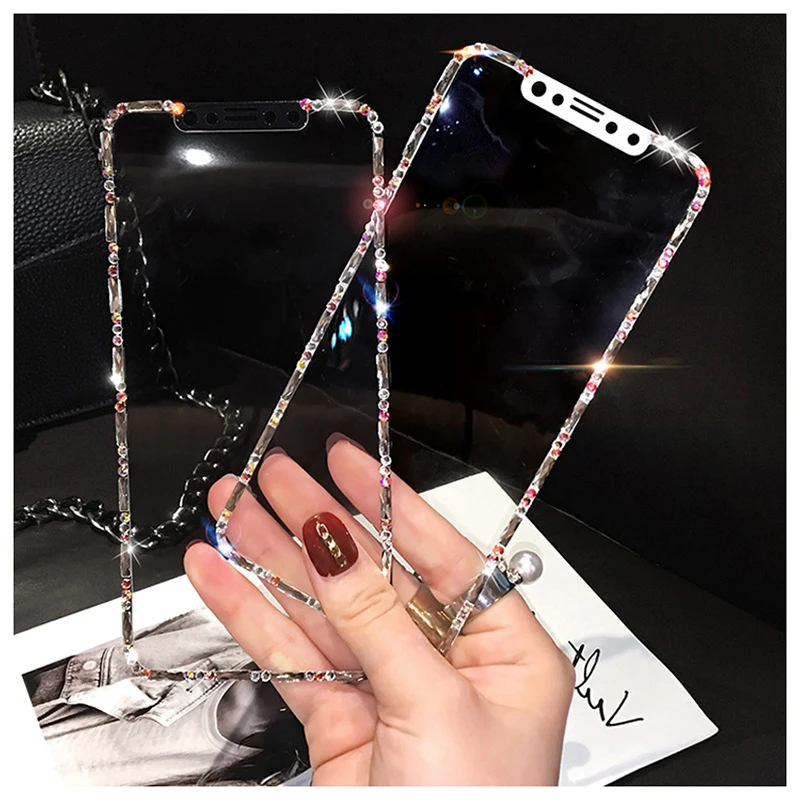 Diamant de lux 9D sticlă de protecție Pentru iphone XR XS MAX 11 12 Pro MAX 12 Mini-ecran protector Pentru iPhone 6 6S 7 8 Plus de sticlă 2