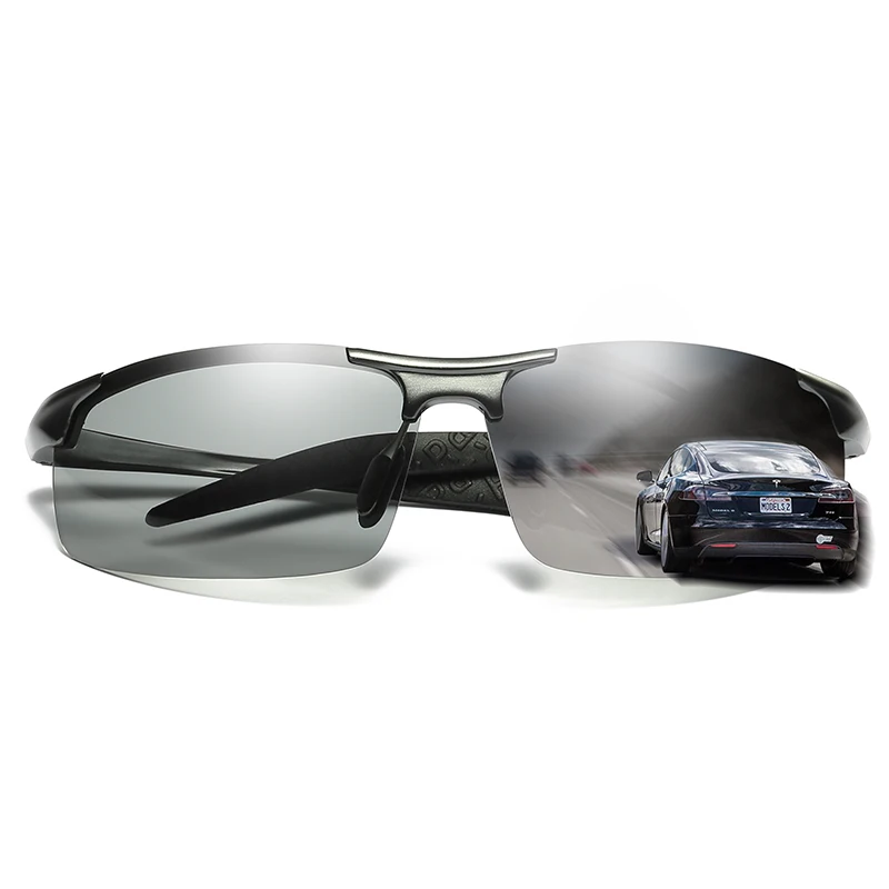 Din Aliaj de aluminiu Fotocromatică Bărbați ochelari de Soare Polarizat de Conducere de Zi și de Noapte Viziune Ochelari de protecție Decolora Ochelari de Soare Eyeglasses8177BS 2