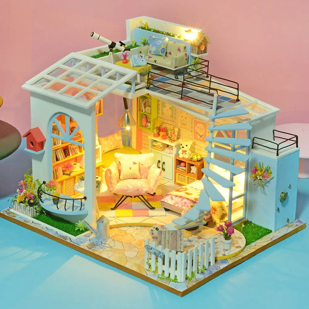 DIY Asambla Casă de Păpuși case de păpuși în Miniatură Mobilier casă de Păpuși Set Kit Jucarii pentru Copii Cadou de Crăciun 2