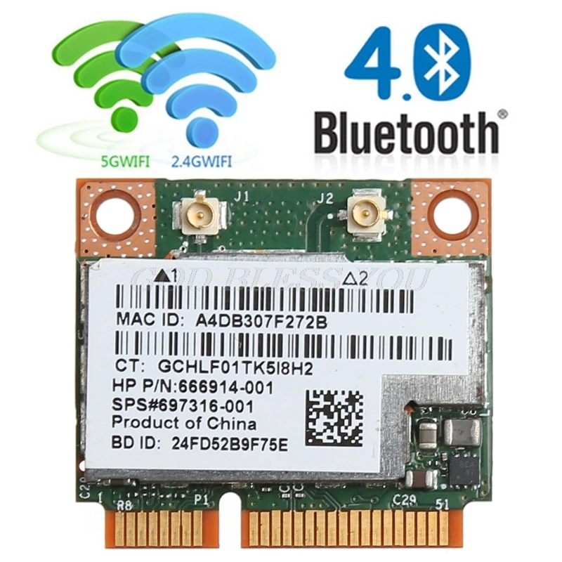 Dual Band 2.4+5G 300M 802.11 a/b/g/n WiFi, Bluetooth 4.0 Wireless Jumătate Mini PCI-E Card Pentru BCM943228HMB HP SPS 718451-001 2