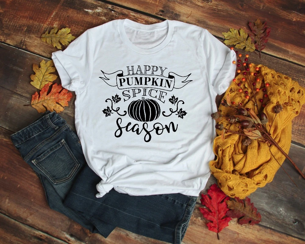 Fericit Dovleac Spice Sezon Tricou dovleac de Halloween grafic slogan amuzant femei de moda unisex grunge tumblr tee top t-shirt-K009 2