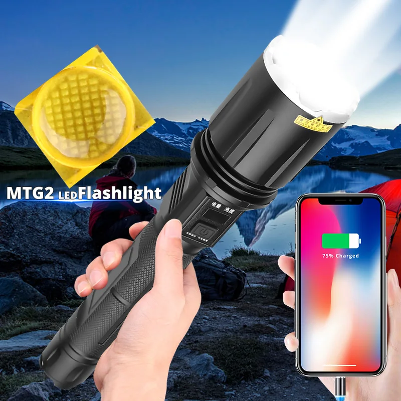 Inteligent MTG2 margele lampa Lanterna ecran LCD design 4 modul de Reglare a intensității luminoase rezistent la apa lanterna conține coada de ciocan 2