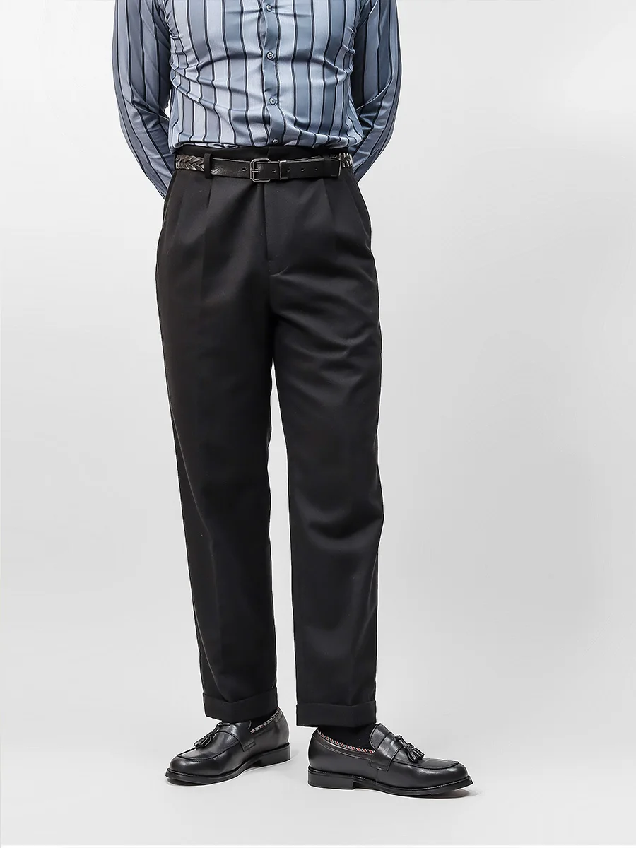 Italiană stil retro de la Hollywood dublu cutat talie mare pantaloni casual barbati vrac mici pantaloni drepte birou Codrin 2