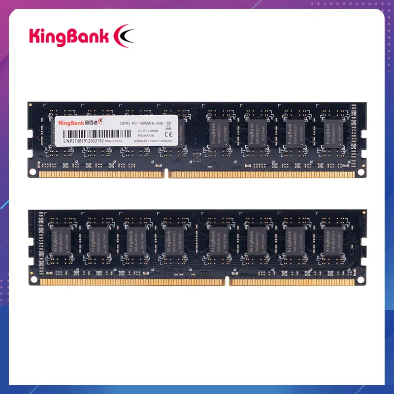 Kingbank memoria Ram DDR3 8GB 4GB 1600Mhz Desktop Memorie 240pin 1.5 V compatibil cu intel platforma AMD 2