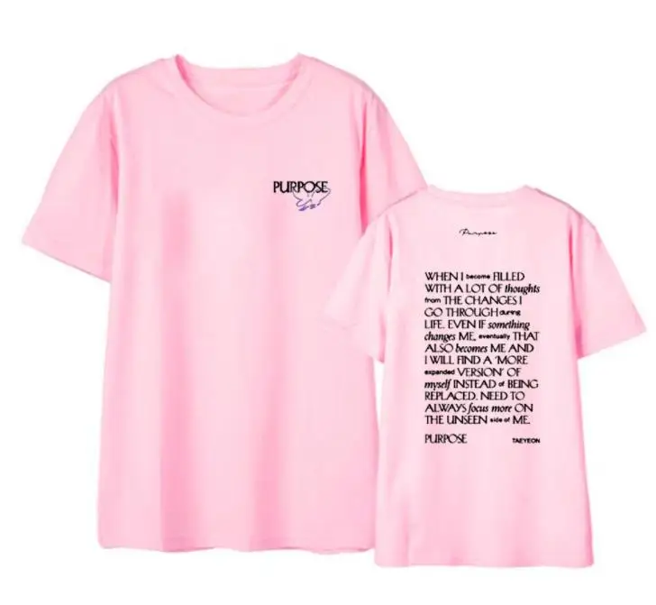 Kpop generație fata taeyeon album același scop de imprimare tricou pentru vara unisex o de gât cu maneci scurte t-shirt 2