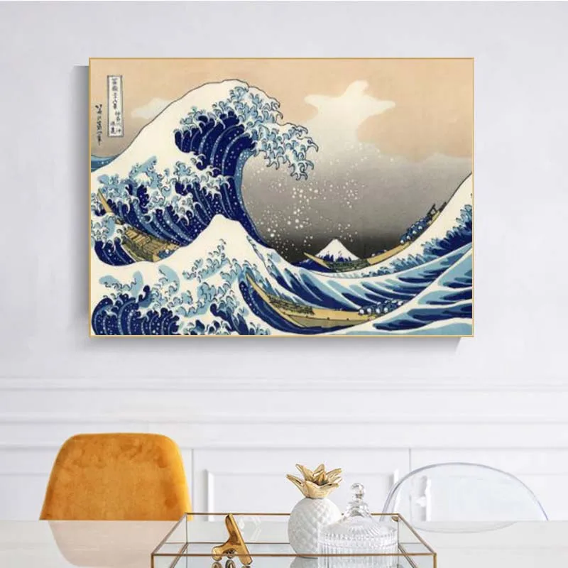 Marele Val pe Kanagawa De Katsushika Hokusai Picturi Celebre Print Pe Canvas Postere de Arta Japoneză Ukiyo-e Poze Cuadros 2