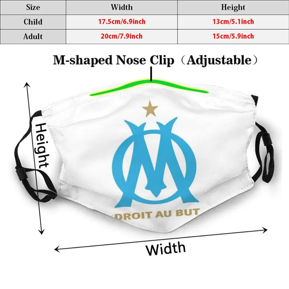 Marseille - Logo-ul Euro ligi Reutilizabile PM2.5 Filtru Masca Olympique Om 2