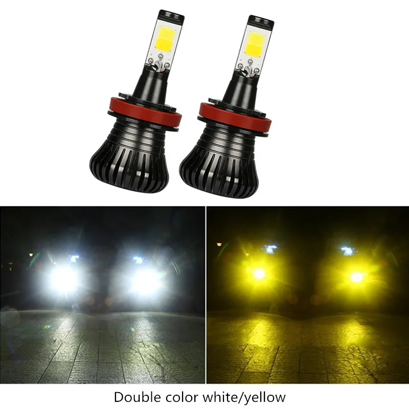 Mașina Porni Zi Circuland Lumina de Culoare Dual Ceață cu LED-uri Lampa cu Coada Becuri H3 H8 H9 H11 HB3 HB4 9005 9006 H27 880 881 Gheață Alb Albastru 2