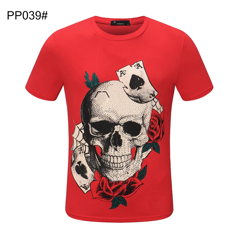 Modă de Culoare Solidă tricou Barbati Sport cu mânecă Scurtă T-shirt de Sus Strada Hip-hop Stil 3D Imprimate Plein Craniu T-shirt Scurt 2