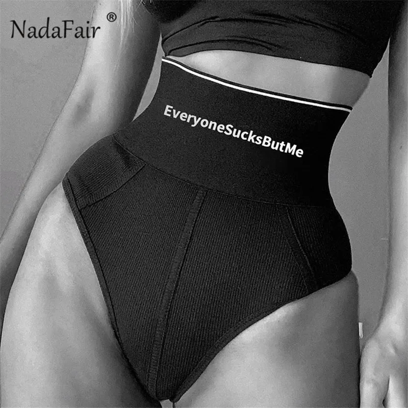 Nadafair Bodycon Sexy Club Femei Pantaloni Scurți Negru De Moda Scrisoare Subțire Talie Inalta Pantaloni Scurti Tricotate Casual Petrecerea Mini-Pantaloni Scurți De Sex Feminin 2