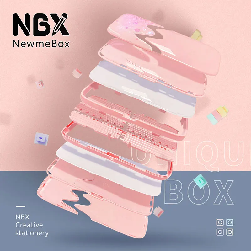 NBX DIY Asamblate Caz Creion nisipuri Mișcătoare Student Papetărie Cutie Newmebox Drăguț Multifunctional Pen Sac twinkle star Pentru Fete Baieti 2