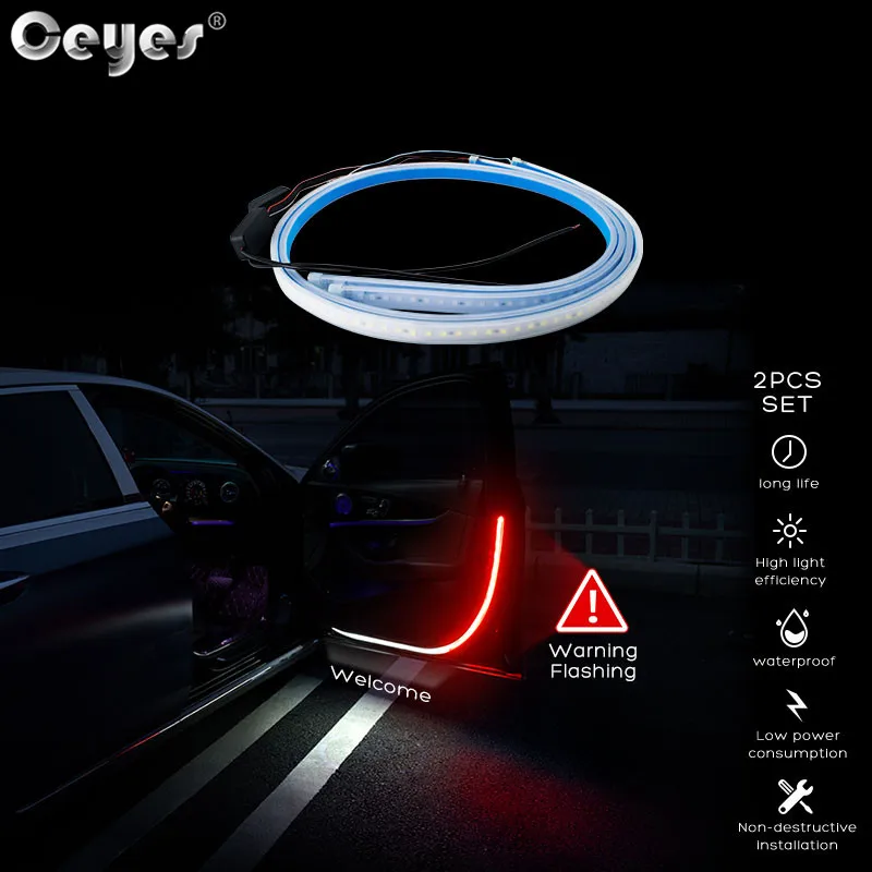 Ochii 2 buc/set Mașini de Ușă Lumini de Avertizare Deschidere Lămpi cu LED-uri Benzi Stroboscop Intermitent Anti Coliziune din Spate de Siguranță Accesorii Auto 2