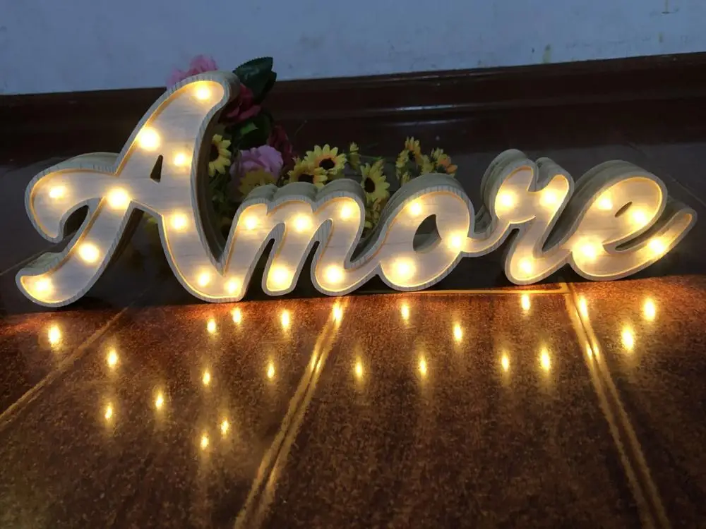 Personalizate lemn scrisoare numele lumină LED-uri semn ușa acoperi lumina de noapte dormitor decor decor de perete decor nunta lampa 2