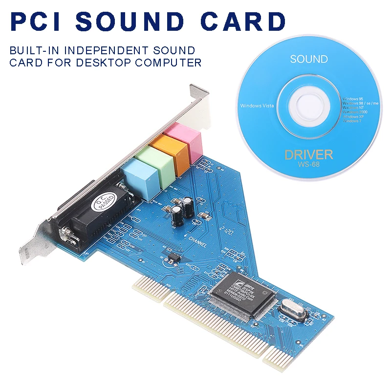 Pohiks 1 buc Înaltă Calitate, Canal 4 CMI-8738-4ch Chip 3D Stereo Audio PCI placa de Sunet Pentru PC Desktop Computer 2