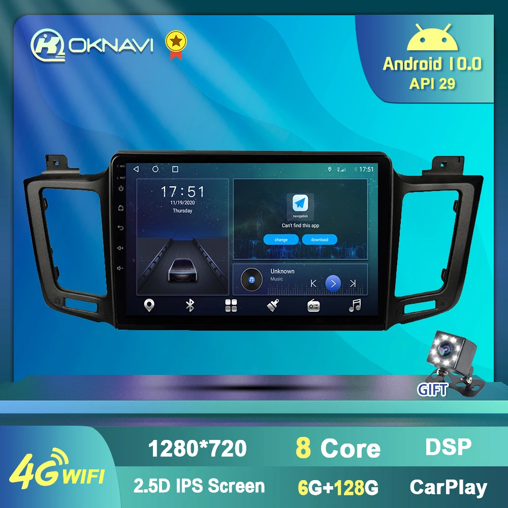 Radio auto pentru Toyota RAV4 4 2012-2018 2din Android Player Multimedia, Navigare GPS Bluetooth Wifi 4G Autoradio Streeing Roata 2