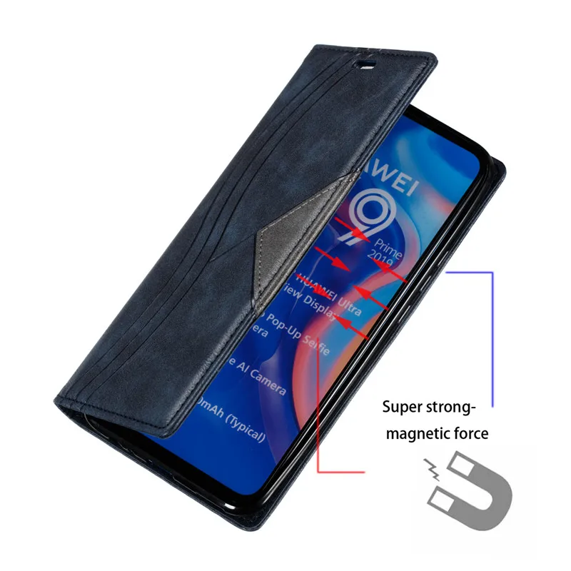 Retro din Piele Magnetice Caz pentru Huawei P Inteligente Z Flip Wallet Cover pentru Huawei P Smart Plus 2019 PSmart 2019 Caz de Telefon Fundas 2