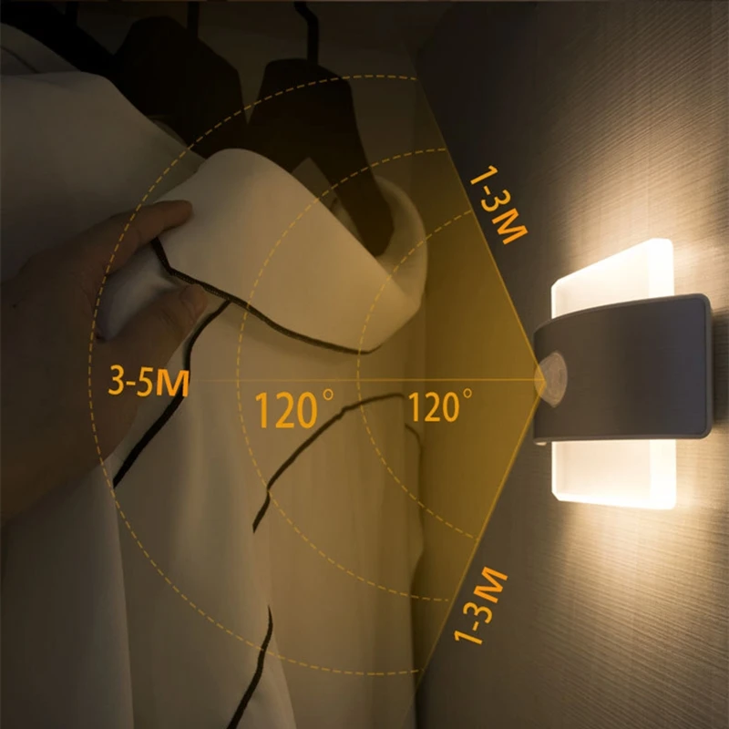 Senzor de mișcare Noapte senzor de Lumină Dulap Cabinet coridor Lampă de Perete Baterie Wireless Cabinet IR Infraroșu Detector de Mișcare 2